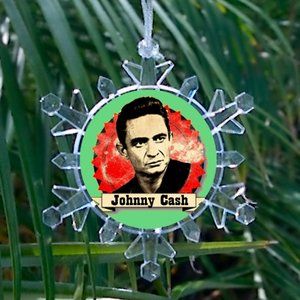 Johnny Cash Snowflake Blinks Lit Holiday Christmas Tree Ornament